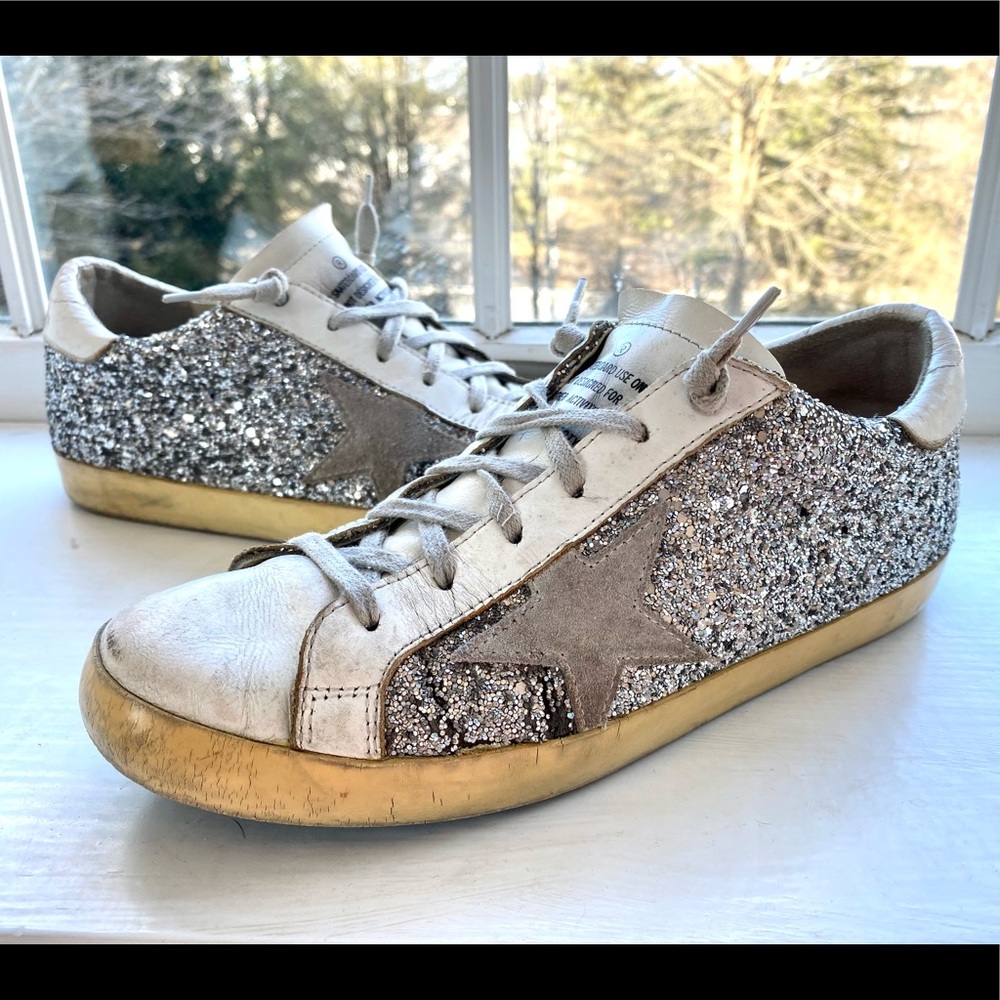 Golden Goose Superstars, Silver glitter Sz 39